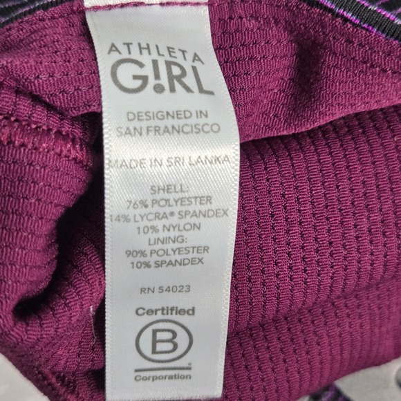 Athleta Girl XL 14 Purple Striped Strappy Back Upbeat Sports Bra 2.0 Activewear - Picture 5 of 6